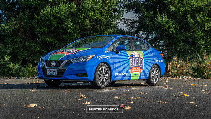 Full commercial car wrap on a Nissan for BelRed