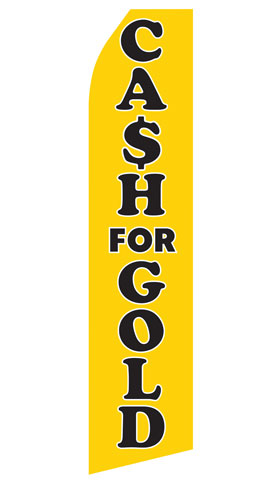 Cash For Gold econo feather flag, 16 ft, single-sided