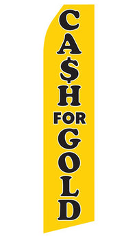 Cash For Gold econo feather flag, 16 ft, single-sided