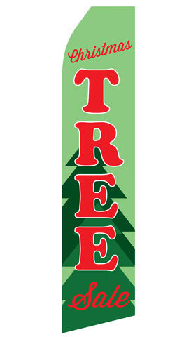 Christmas Tree Sale econo feather flag, 16 ft, single-sided, design 1202