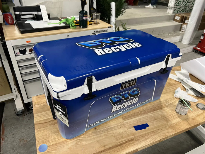 Branded YETI cooler wrap for DTG Recycle