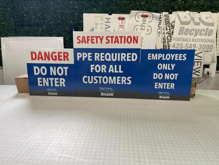 Safety and PPE signs printed on coroplast by Ardor Printing