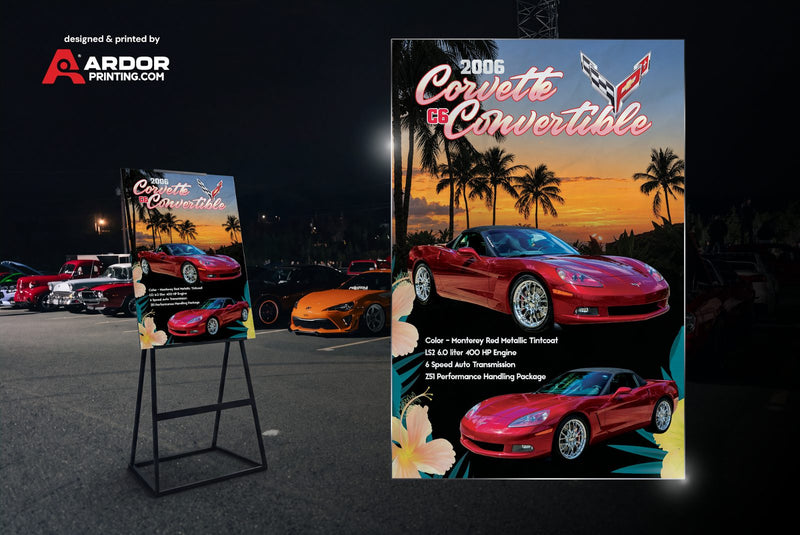 2006 Corvette convertible car show sign board design