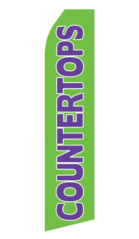Countertops econo feather flag, 16 ft, single-sided, design 0118