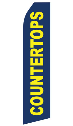Countertops econo feather flag, 16 ft, single-sided, design 0702