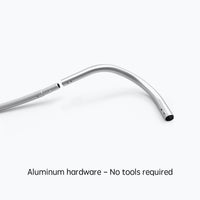Curved aluminum frame tube with snap-button connector for a tension fabric display, no tools required
