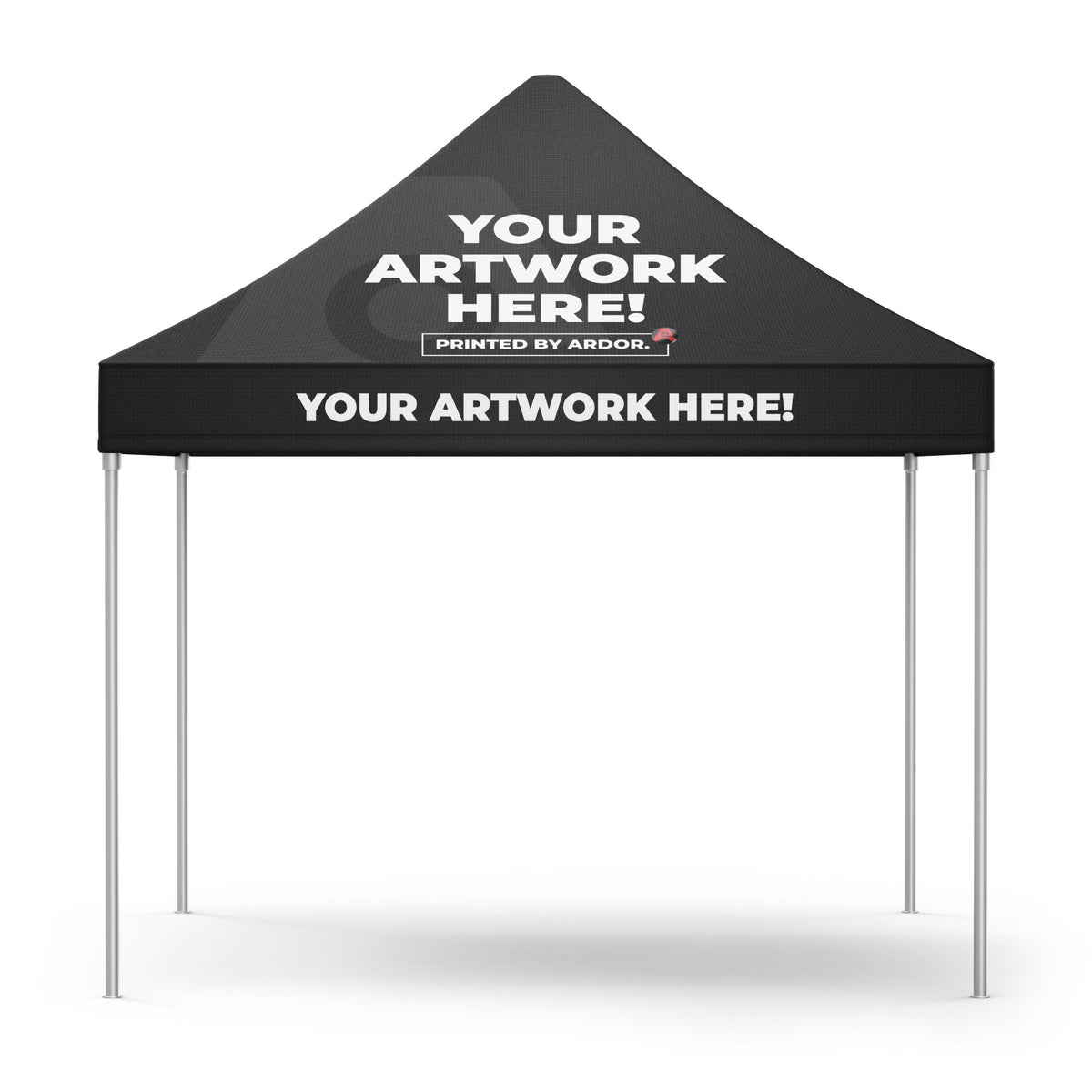 Custom 10ft event tent, 10 x 10 ft canopy, front view, Ardor Printing