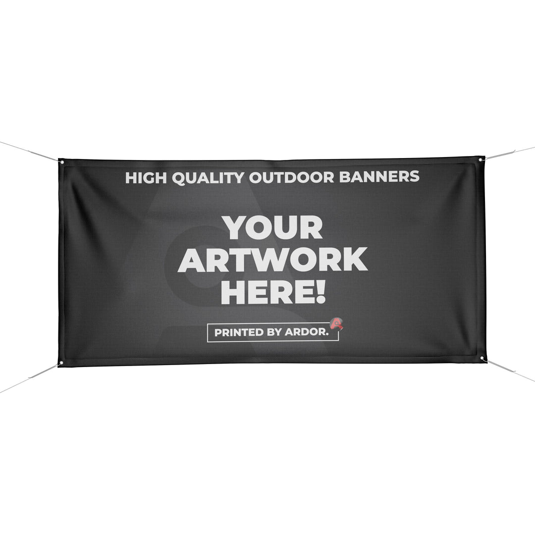 Custom 13oz vinyl banner with grommets, front view, Ardor Printing
