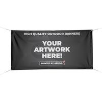 Custom 13oz vinyl banner with grommets, front view, Ardor Printing