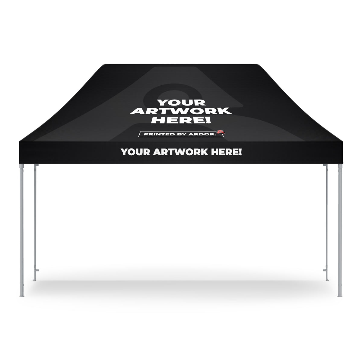 Custom 15ft event tent, 10 x 15 ft canopy, front view, Ardor Printing