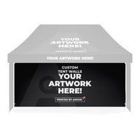 Custom 15ft tent full wall shown on a faded event tent, front view, Ardor Printing