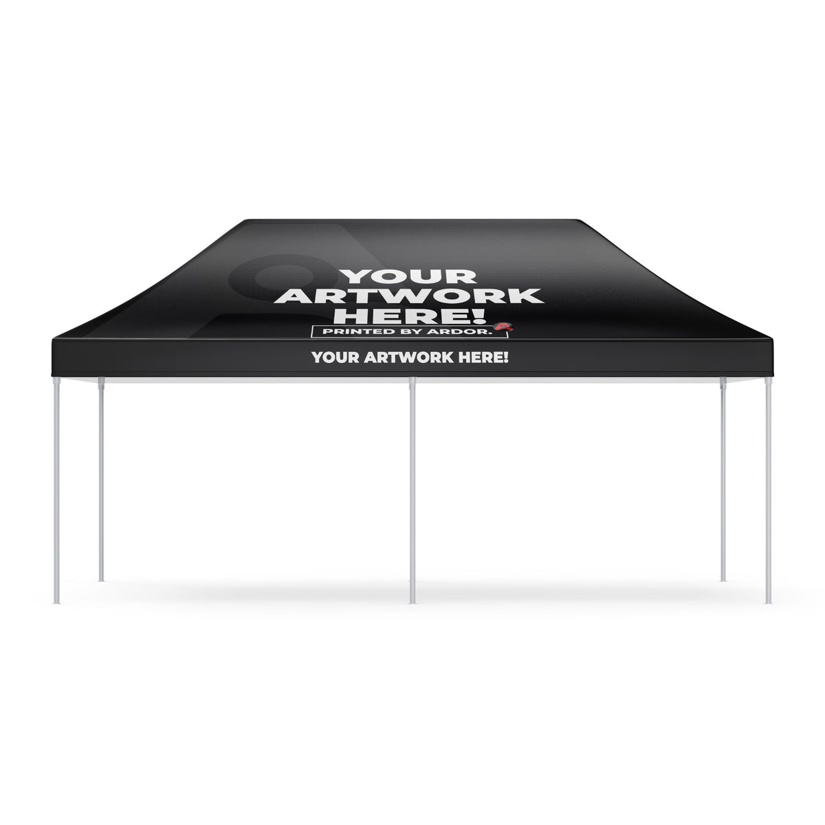 Custom 20ft event tent, 10 x 20 ft canopy, front view, Ardor Printing