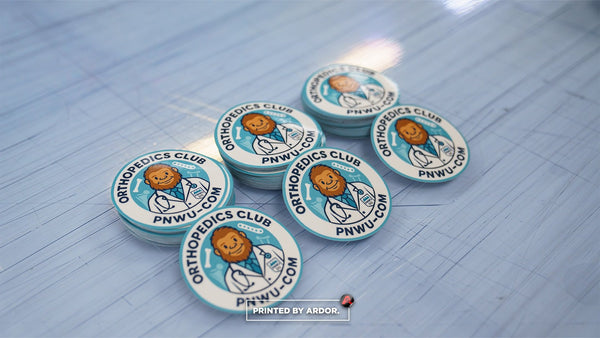 Orthopedics Club circle stickers printed by Ardor Printing: full-color circle stickers