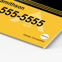 Close-up of a printed 4mm white coroplast yard sign