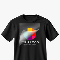 Full color DTF transfer pressed on a black t-shirt