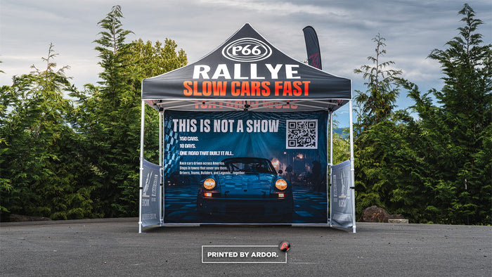 P66 Rallye custom printed tent by Ardor Printing