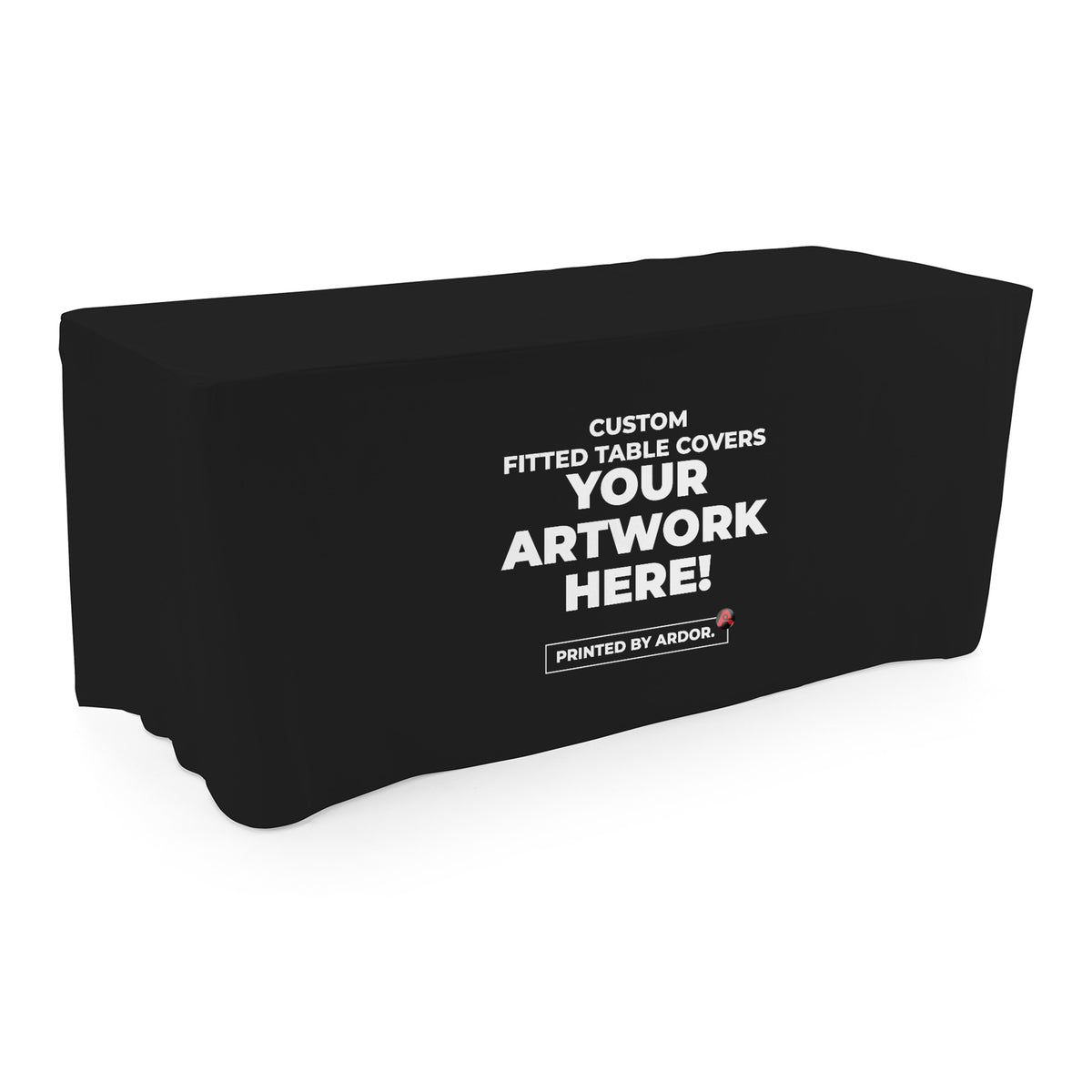 Custom fitted table cover, three-quarter left view, Ardor Printing