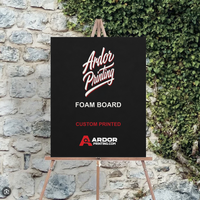 Custom printed foam board sign on a wooden easel