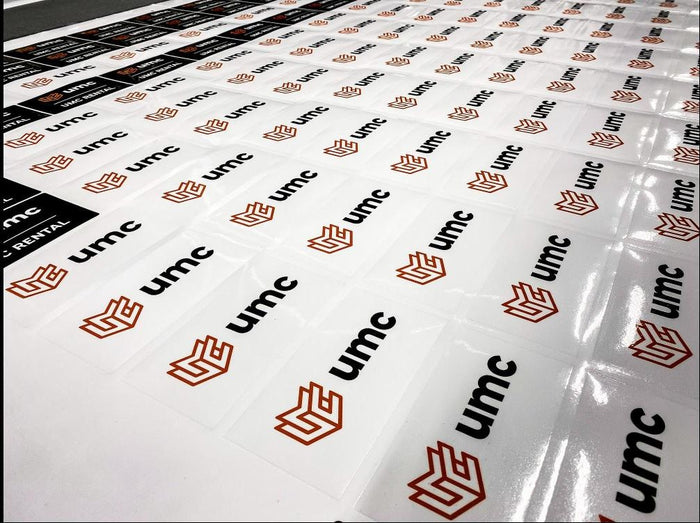 UMC logo stickers printed by Ardor Printing