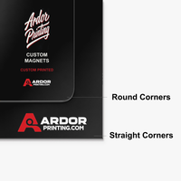 Custom magnet corner options: round corners or straight corners