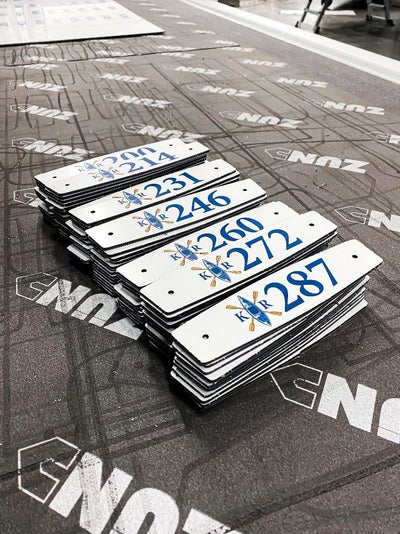 Custom numbered plaques cut on a Zund cutter by Ardor Printing, view 2