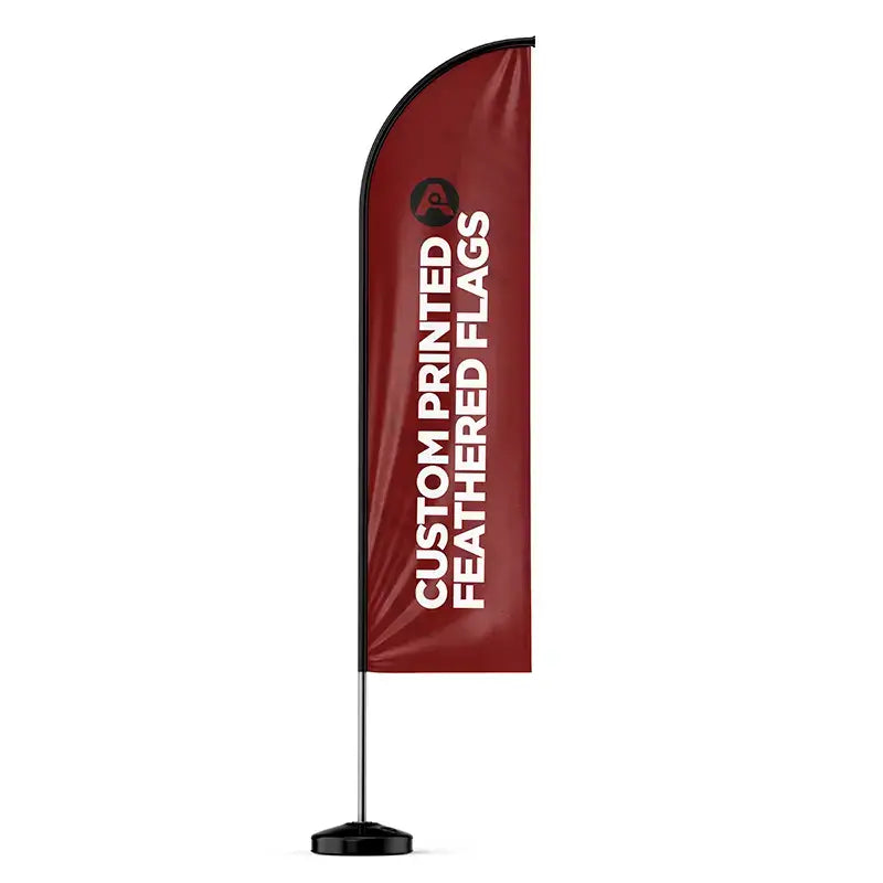Custom printed feathered whip flags are perfect for any event. Ardor Printing is the place for the highest quality dye sublimated custom printed flags.