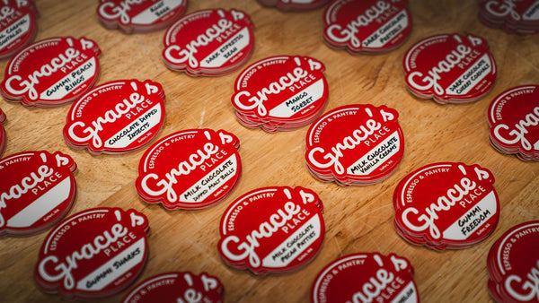 Gracie's Place Espresso & Pantry custom product labels printed by Ardor Printing