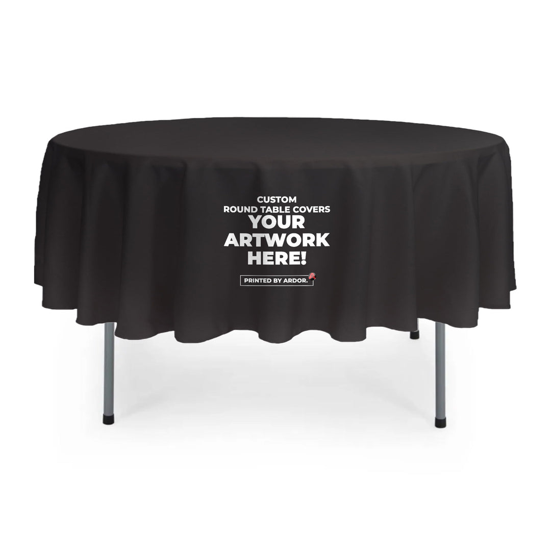 Custom round table cover, front view, Ardor Printing