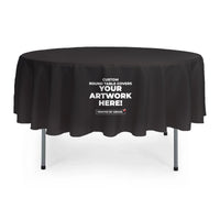 Custom round table cover, front view, Ardor Printing