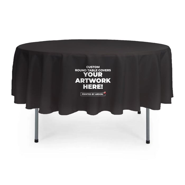 Custom round table cover, front view, Ardor Printing