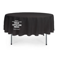 Custom round table cover, three-quarter left view, Ardor Printing