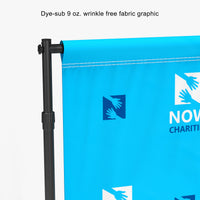Custom step and repeat backdrop, 9 oz wrinkle-free fabric graphic close-up, Ardor Printing