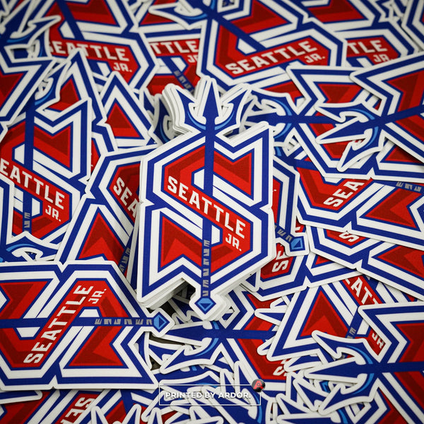 Seattle team stickers printed by Ardor Printing: die cut team logo stickers