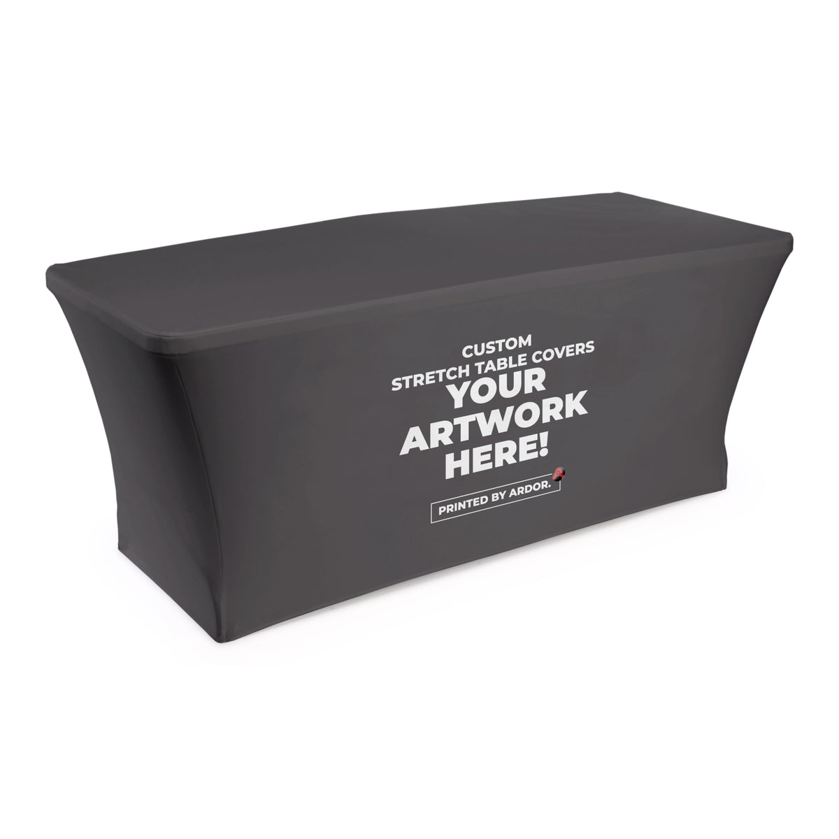 Custom stretch table cover, angled view, Ardor Printing