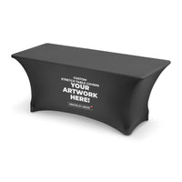 Custom stretch table cover, three-quarter right view, Ardor Printing