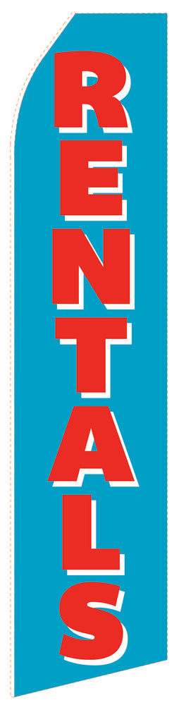 Cyan Rental econo feather flag, 16 ft, single-sided