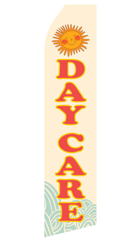 Day Care econo feather flag, 16 ft, single-sided, design 1052