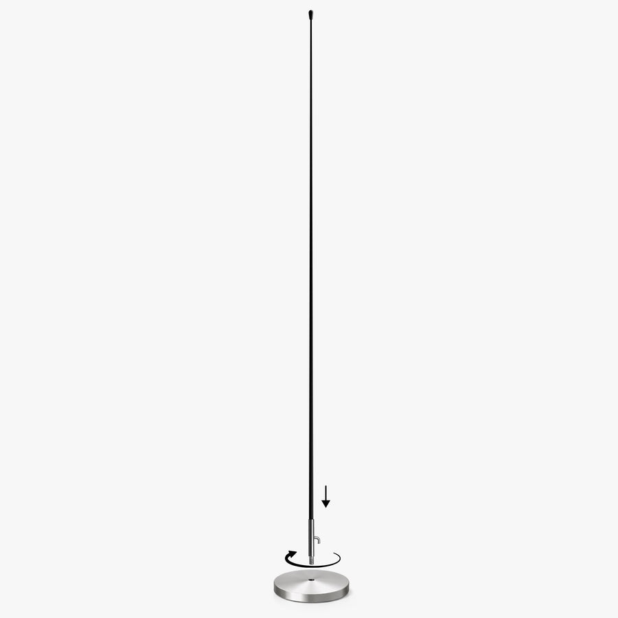 Desktop teardrop flag pole with round weighted base