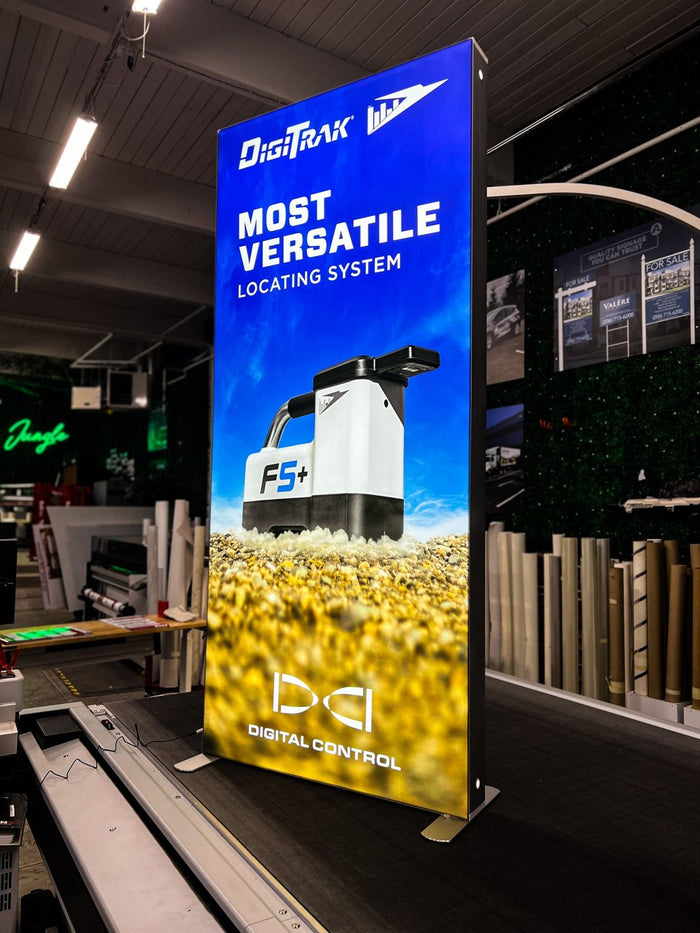 DigiTrak backlit SEG lightbox banner stand by Ardor Printing