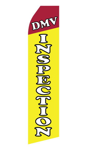 DMV Inspection econo feather flag, 16 ft, single-sided, design 0017