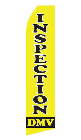 DMV Inspection econo feather flag, 16 ft, single-sided, design 0026