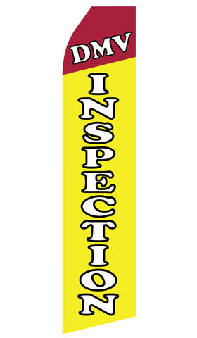 DMV Inspection econo feather flag, 16 ft, single-sided, design 1002