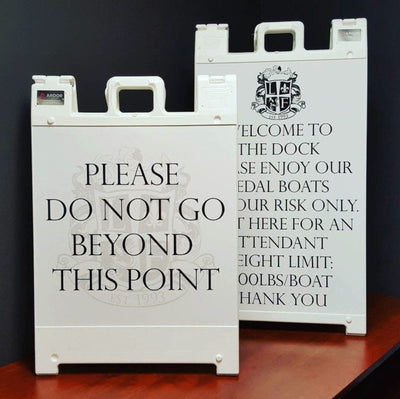 Dock rules A-frame signs by Ardor Printing