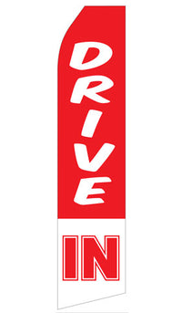 Drive In econo feather flag, 16 ft, single-sided, design 0293