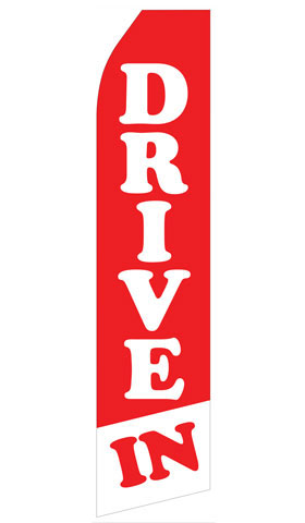 Drive In econo feather flag, 16 ft, single-sided, design 1602