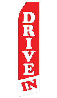 Drive In econo feather flag, 16 ft, single-sided, design 1602