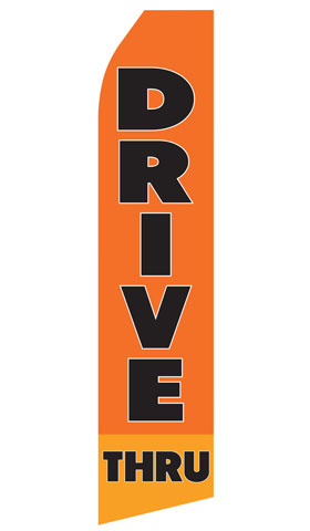 Drive Thru econo feather flag, 16 ft, single-sided