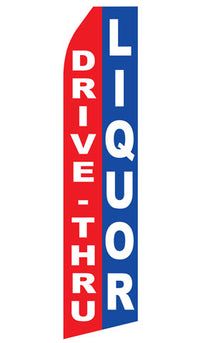 Drive Thru Liquor econo feather flag, 16 ft, single-sided