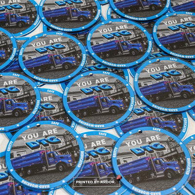 Custom printed round acrylic ornaments for DTG Recycle by Ardor Printing, view 2
