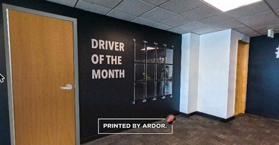 DTG Recycle driver of the month wall with acrylic frames by Ardor Printing